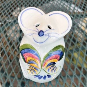 N.S. Gustin Floral Mouse Parmesan Cheese Shaker Vintage California Pottery 5.5”